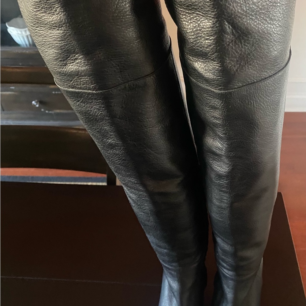 Lewit Black Leather Over The Knee Boots
